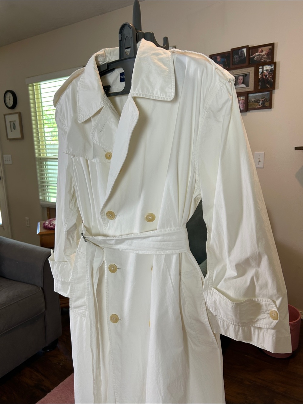 Ralph Lauren Blue Label Double Breasted White Vintage Cotton Trench Coat Size 14 - Picture 13 of 17